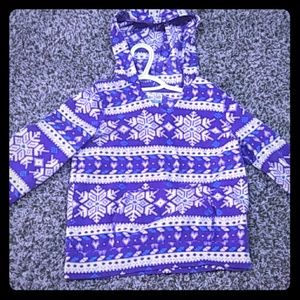 This is a white and purple sweatshirt!